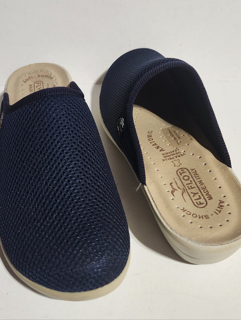 FLYFLOT ANATOMIC GENUINE LEATHER SLIDE IN WOMEN'S COLOR NAVY SIZE US 9 EURO 40
